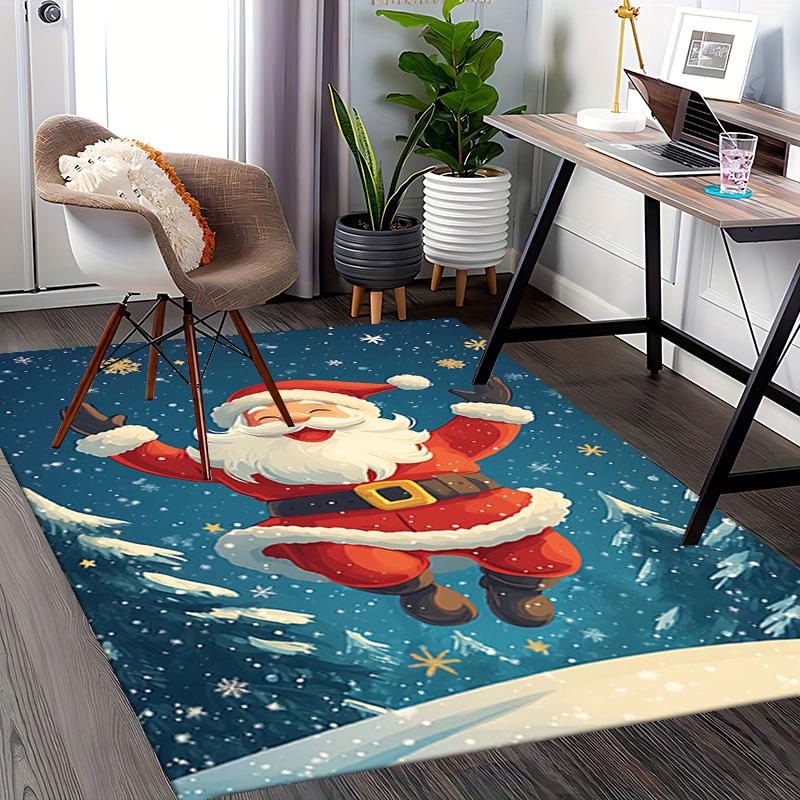Christmas Santa Claus Chair Mat - Anime Cartoon Design, Non-Slip Carpet for Office, Home Decor, Living Room, Bedroom, Gaming Room & Dormitory.R072