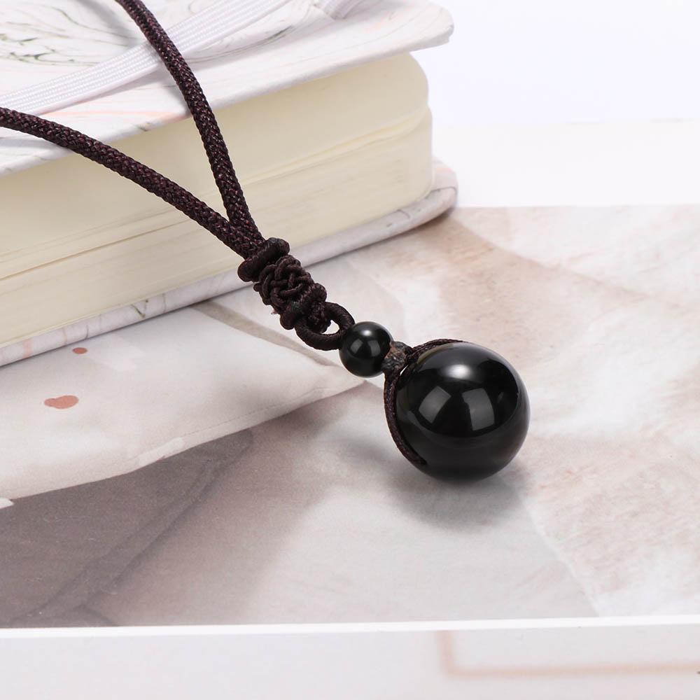 A+++ Stone for Lovers Transfer Black Crystal Beads Natural Pendant Obsidian Eye Rainbow Ball