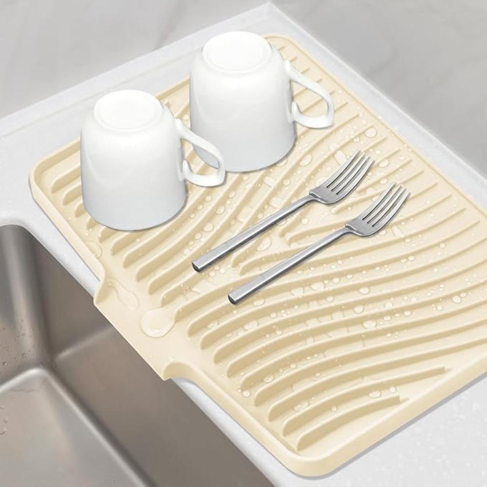 Heat Resistant Kitchen Dish Drainer Pad Nonslip Dish Drying Mat Silicone Draining Board Mat  Home
