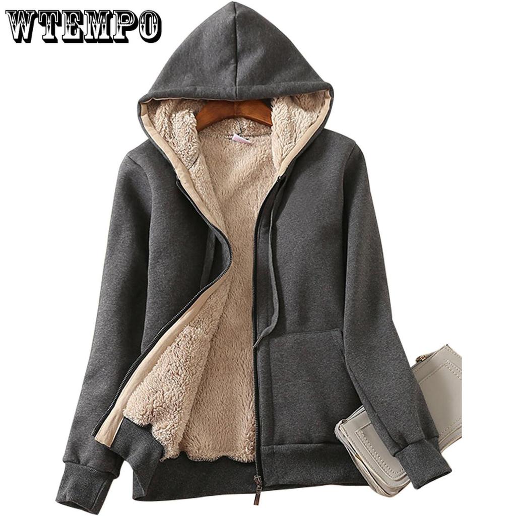 Женская повседневная толстовка-свитшот на молнии с подкладкой из шерпы, куртка большого размера, плюшевое пальто