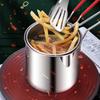 Stainless Steel Deep Frying Pot with Strainer Basket Tempura Fryer Pan Multipurpose Kitchen Fry Pot for French Fries Chicken Fry
