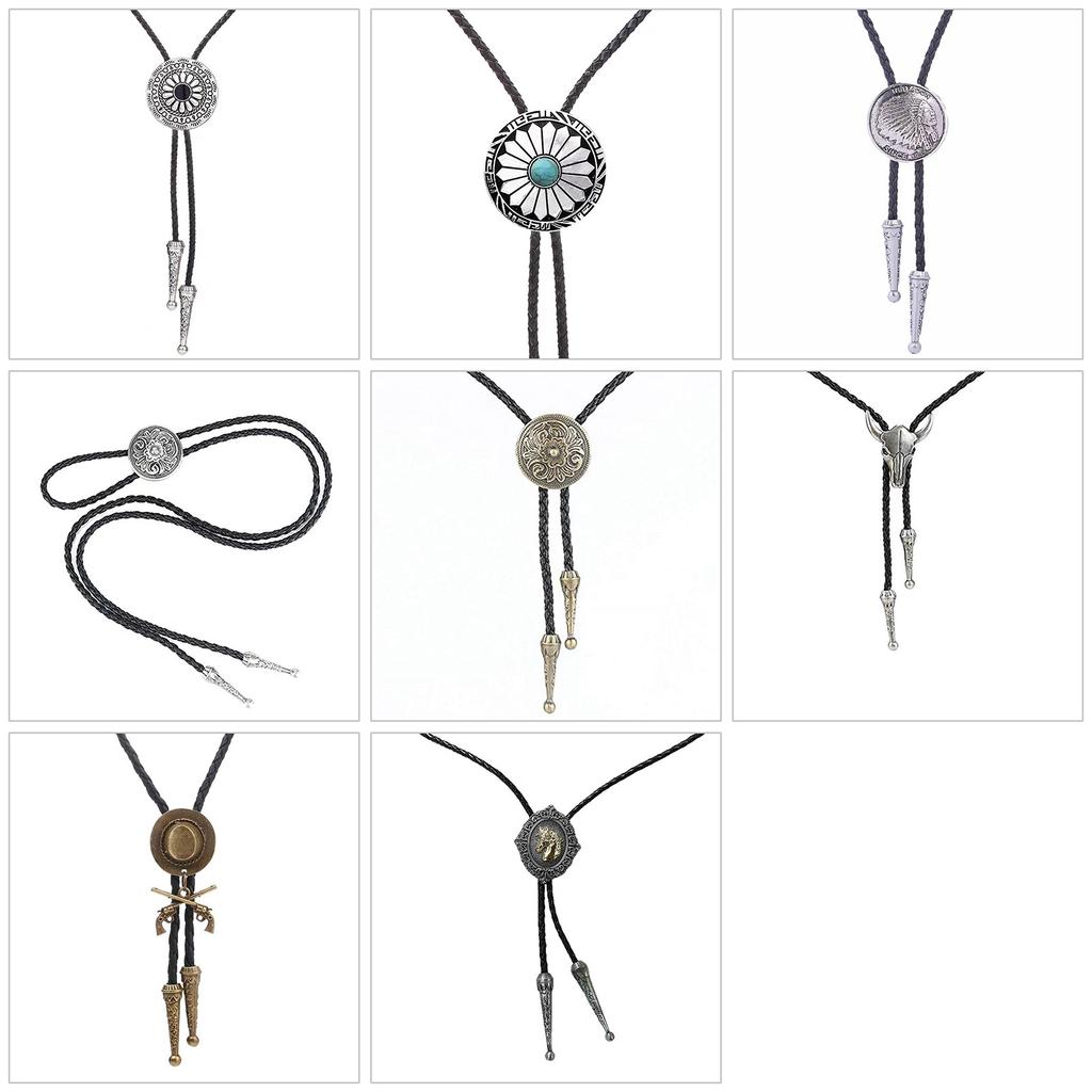 Elegant Bolo Tie with Engraved Pendant Cowboy Carving Necktie Western Necklace Cool Bola Tie Western Cowboy Costume