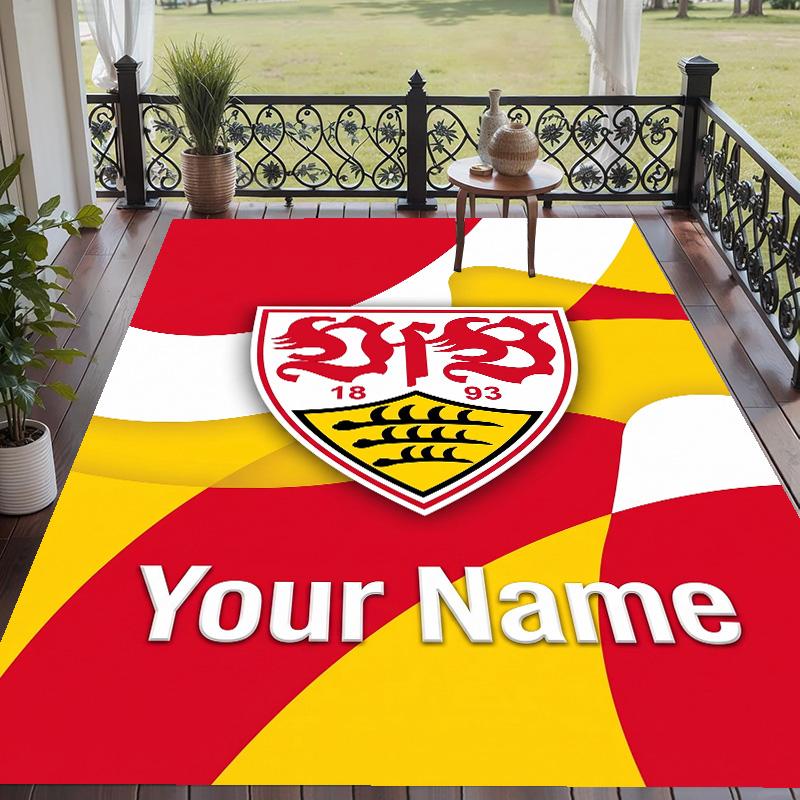 Custom Text Printed Rug VfB Stuttgart FC Non Slip Floor Carpet For Home Room Decor