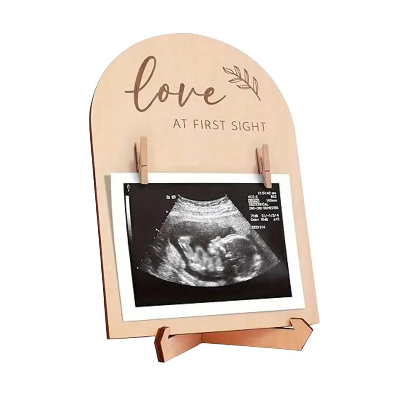 1 Set Expectant Mothers To Announce Pregnancy Or Baby Birth Ornament Wooden Ultrasonic Photo Frame