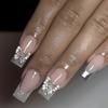24 шт./набор быстрых ногтей с блестками, белым градиентом, французский дизайн ногтей, съемные водонепроницаемые наклейки для ногтей, накладные ногти