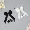 Chain Detail Lace Bow Hair Clips Rhinestone Decoration Side Barrettes Hair Clip  Punk Style