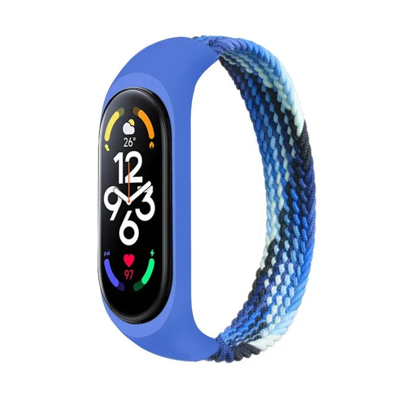 Браслет для Xiaomi Mi band 6 7 Ремешок Нейлоновый плетеный solo loop pulseira браслет Miband5 Ремешок на запястье ремешок Mi band 5 4 3 6 correa