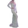 New Women'S Clothing Sexy Hip Wrap Bronzing Long-Sleeved Dance Dress Dress Long Dress