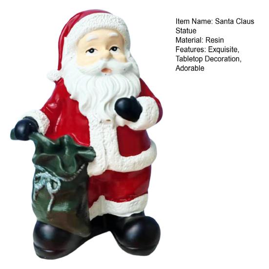 Фигурка Санта-Клауса Рождественская настольная полимерная скульптура Санты с мешком подарков для каминной полки, книжной полки, домашнего декора
