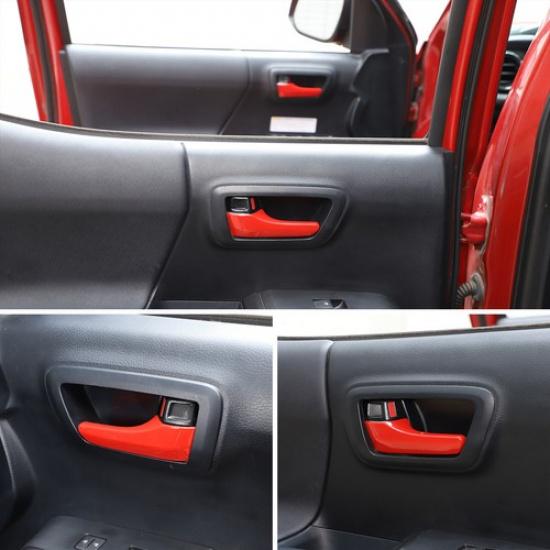 Red ABS Interior Inner Door Handle Cover Trim For Toyota Tacoma 2016-