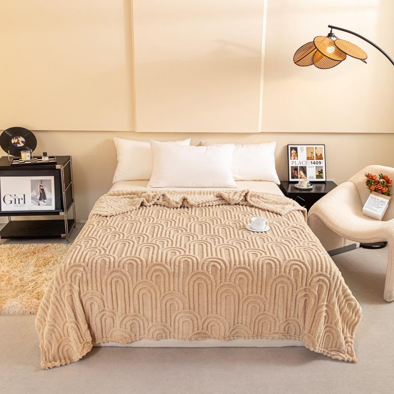 Solid Color Roman Column Double Sided Plush Jacquard Blanket Multifunctional Nap Blanket Air Conditioning Blanket Soft Cozy Throw Blanket