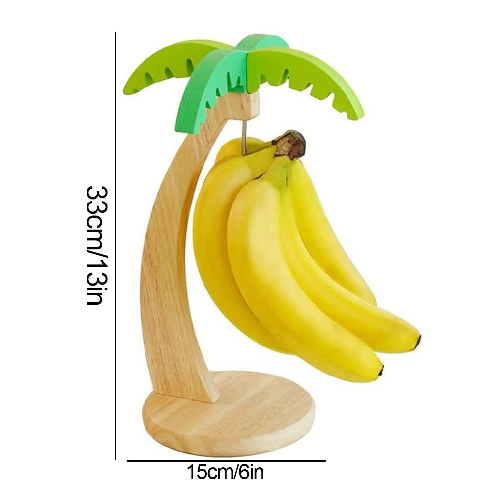 Деревянная подставка для бананов Подвесная кухонная полка Декоративная подставка для фруктов с имитацией листьев Вертикальная полка для хранения с крючком Кухонное украшение