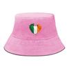 Heart Flag of Ireland Print Bucket Hat , Patriotic Men's Hat Spring Casual Polyester Beach Cap