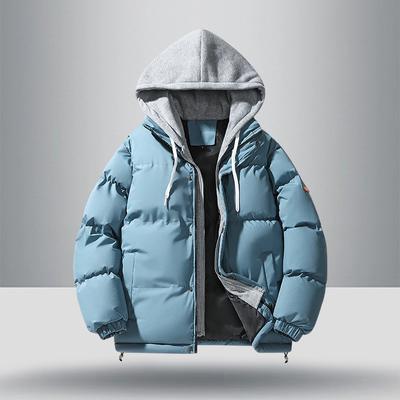 Мужское хлопковое пальто с капюшоном, ветрозащитные куртки с капюшоном для мужчин, утолщенная хлопковая верхняя одежда с имитацией двухкомпонентного дизайна, несколько для мужчин