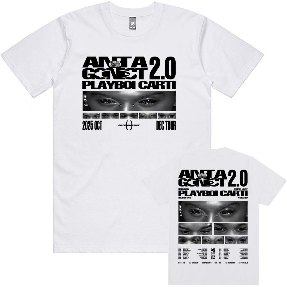 PLAYBOY CART ANTAGONIST TOUR Tshirt 2026 Summer Mens Tshirt Casual Fashion Singer Pattern Tshirt Printed Cotton Y2K Tshirt