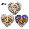 Vintage Style Holiday Hanging Tags Wooden Nativity Ornament for Christmas Tree Decorations, Retro Religious Heart Shape Gifts Scene Garland Decoration