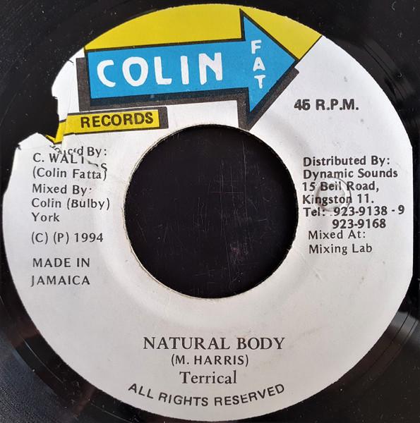 7-дюймовая пластинка TERRICAL - Natural Body 450 Colin Fat Recor 1994 Ямайка Регги, Ска и Даб Б/у
