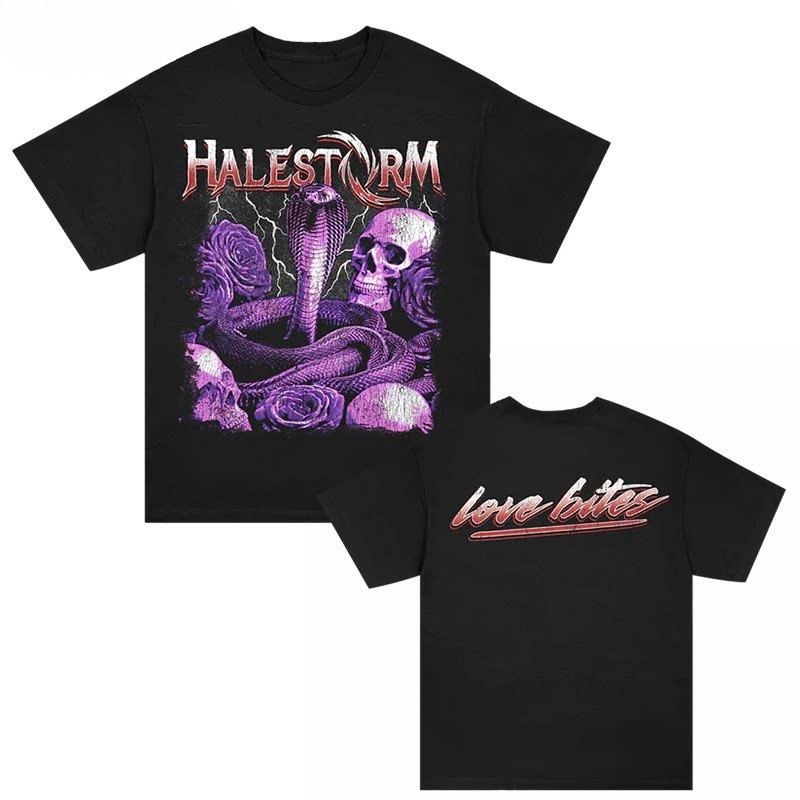 Halestorm Storm Band Hard Rock Punk American Vintage Streetwear Loose Cotton ShortSleeved Mens TShirt