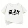 Fashion Slay All Day Letter Printed T Shirts Short Sleeve Kids Childrens Tshirt Boys Girls Summer Spring Casual Top Tee Shirt