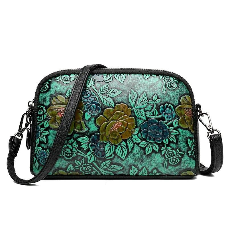 Высококачественная кожаная сумка, роскошный дизайнерский ретро-этнический стиль, 3D-печатная сумка на плечо, модная диагональная сумка с карманом для телефона через плечо