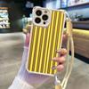 Цветной полосатый INS чехол для пары для iPhone 17 16 15 14 12, чехлы для телефона, четырехсторонний противоударный чехол с цепочкой, защита объектива, противоударный