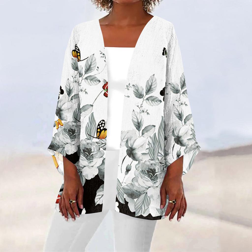 Женская повседневная модная легкая куртка средней длины с принтом в стиле ретро, ​​кардиган