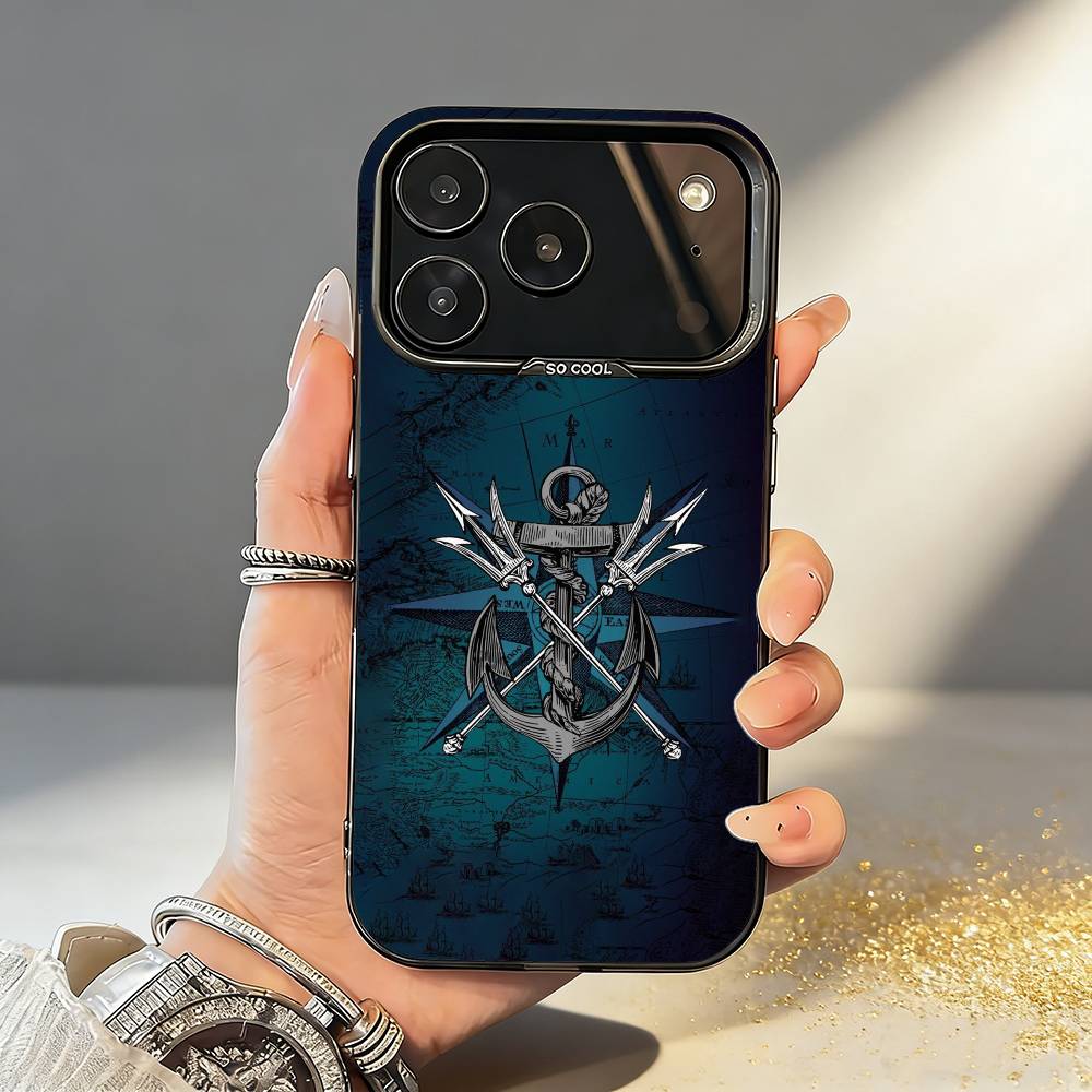 Чехол для телефона C-Compass S-Sailor для iPhone17 16 15 14 13 12 Pro Max Серый Черный Матовый Лазерный Металлик Аврора Funda