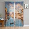 Italian Town Street Sheer Curtains for Living Room Transparent Tulle Window Treatments Bedroom Kitchen Home Decor Veil Drapes