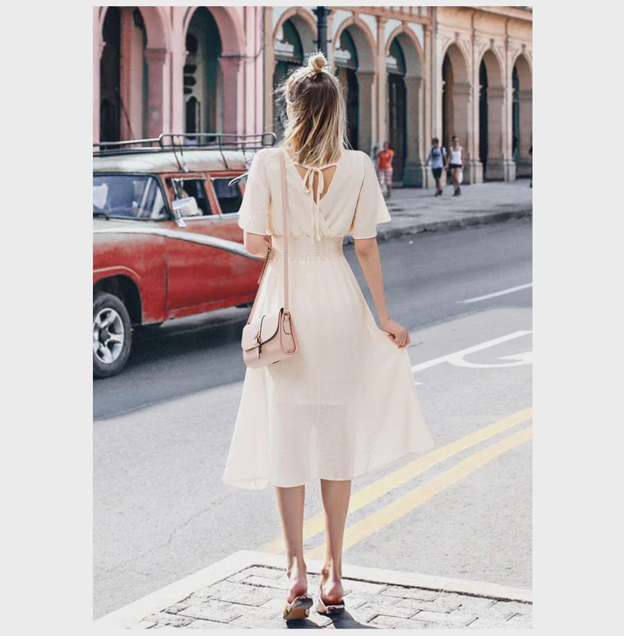 Новое женское шифоновое платье с V-образным вырезом и кружевом на весну и лето