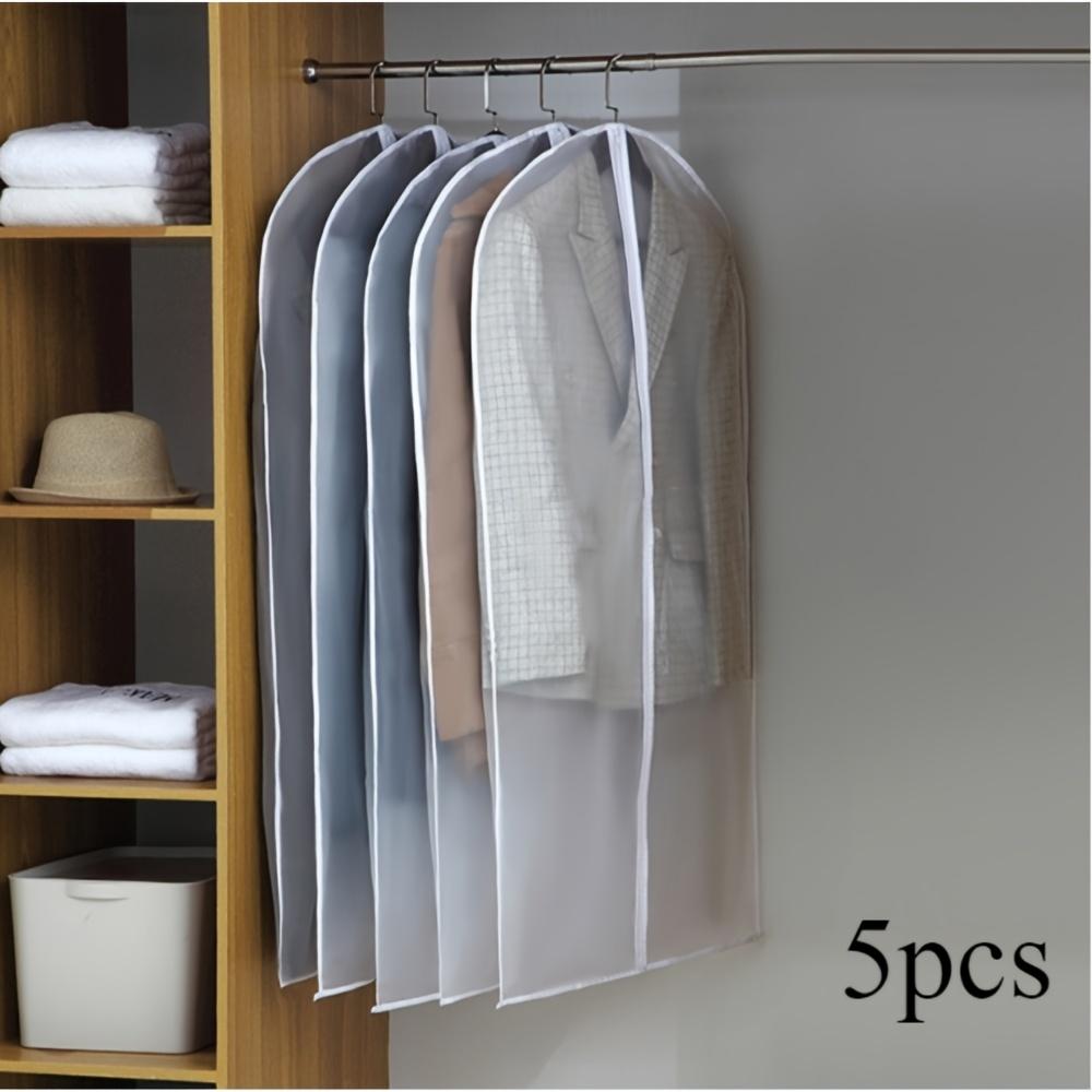 [Сверхпрочные чехлы для одежды] 5 шт. Сверхпрочные водонепроницаемые чехлы для одежды|Застегивающиеся на молнию протекторы для одежды, Подвесной органайзер для шкафа, Пыленепроницаемые и не мнущиеся, Без крючков