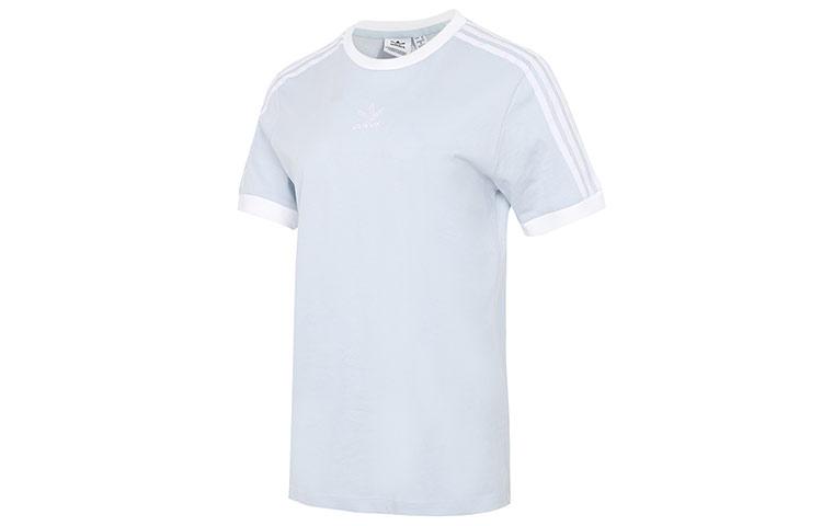 Adidas Originals T Shirts Women's Light Gray Blue Crew Neck Moderate Straight Fit GT7949