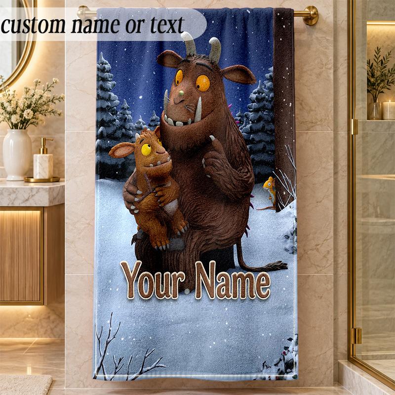 Beach TowelThe Gruffalo Custom Name Text Personalized Soft Towel for Beach Pool Indoor Home Decor Gift