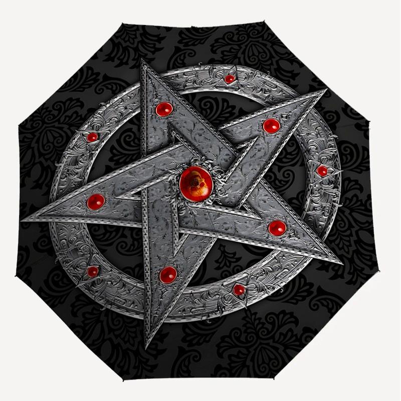 1PC Star Circle Umbrella-8-Rib Reinforced, Automatic Open, Lightweight & Durable, Cute Fashion Accessory for Outdoor-F2676