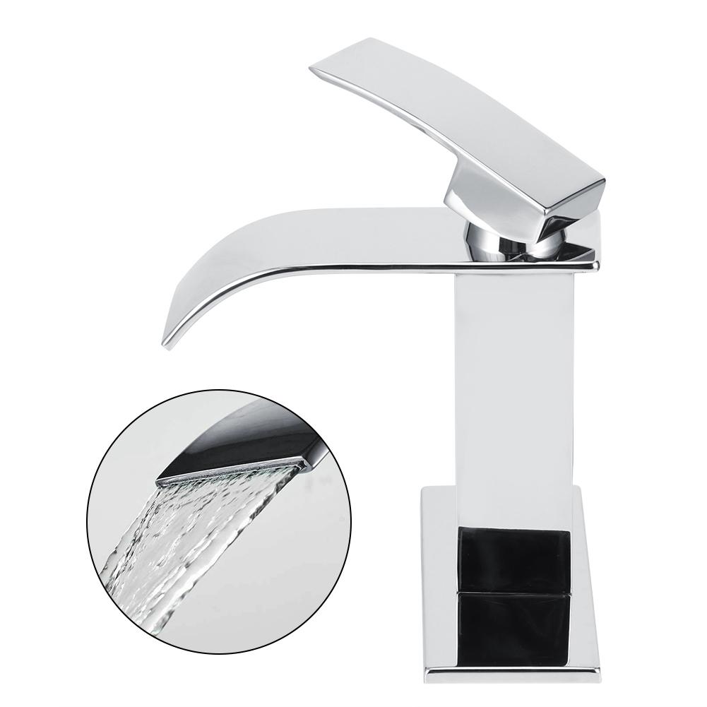 3/8 Standard Wide Spout Single Hole Brass Waterfall Hot and Cold Water Faucet Basin Water Tap