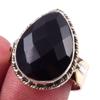 Natural Black Onex Gemstone 925 Sterling Silver Jewelry Two Tone Ring S.9.5 V9J25