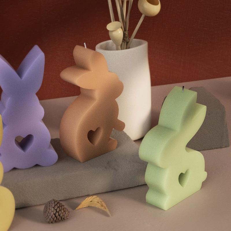 3D Сердце Кролик Силиконовая Форма DIY Животное Ароматерапия Свеча Гипсовая Форма Мыла Украшения Дома Exploy Resin Molud Craft