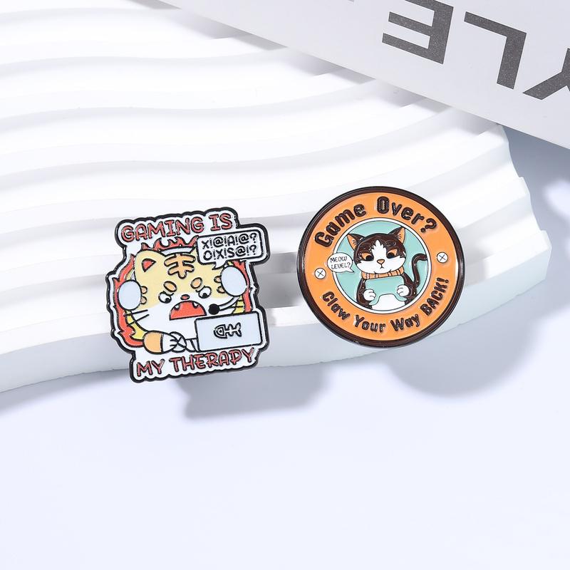 Xiaomi Gaming Is My Therapy Tiger Enamel Pin Game Over Claw Your Way Back Fun Game Cat Brooch Lapel Badge Jewelry Gift for Esports Fan