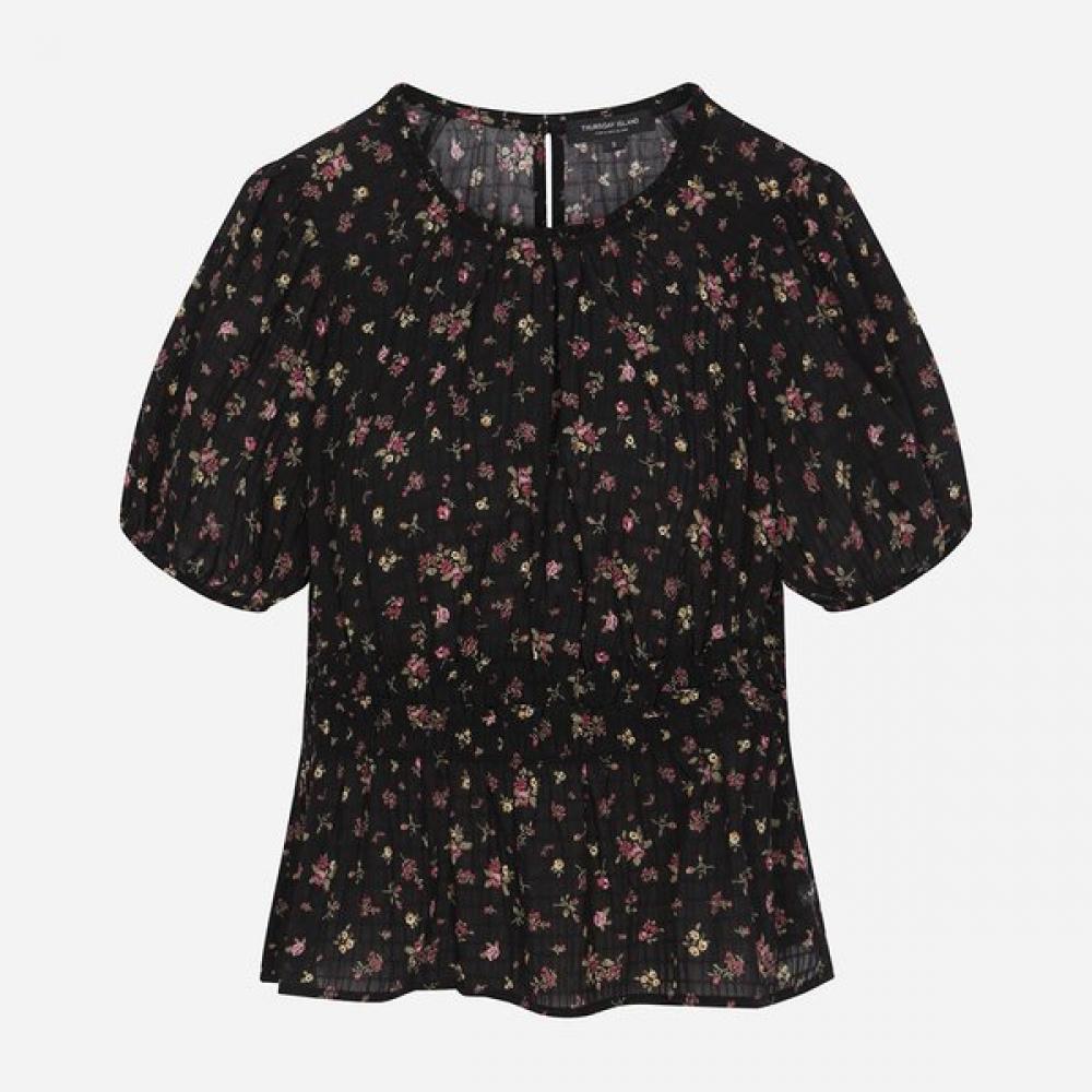 Thursday Island Women Flower Pattern Banding Blouse T264mbl276w