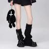 PU Leg Warmers Black High Socks Aesthetic Leg Thigh  Women