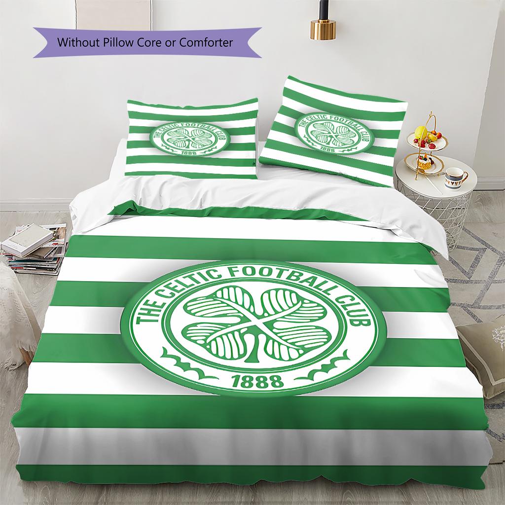 Celtic Football Club Pattern Bedding,Quilt Set Quilt Cover Pillowcase Home Birthday Gift (1 * duvet cover + 2 * pillowcase, without core)