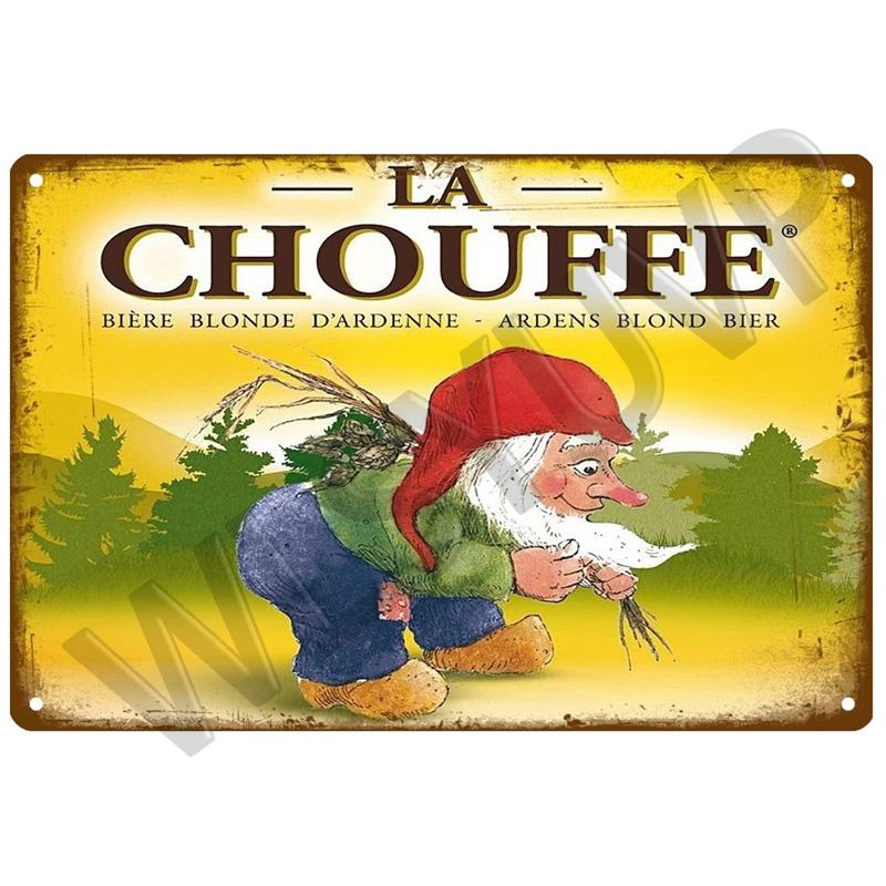 La Chouffe Retro Hertog Jan Металлическая вывеска Жестяная вывеска Виски Бельгия Пиво Дощечка Металлический настенный декор Винтажный декор Плакатные тарелки Мужская пещера