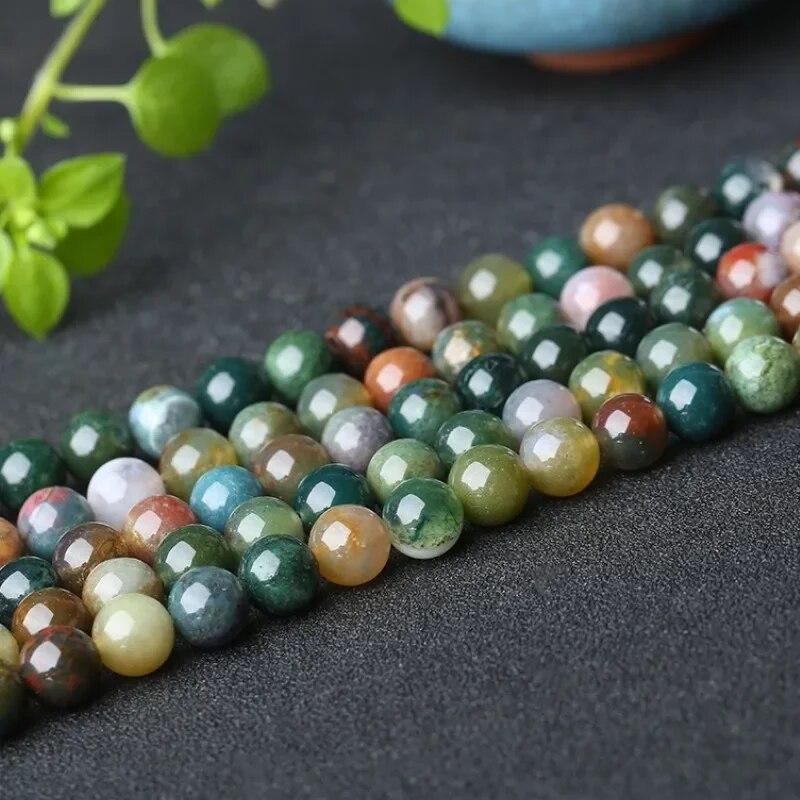 Натуральные индийские агатовые бусины-прокладки для изготовления ювелирных изделий, браслет, аксессуары «сделай сам», 4, 6, 8, 10 мм