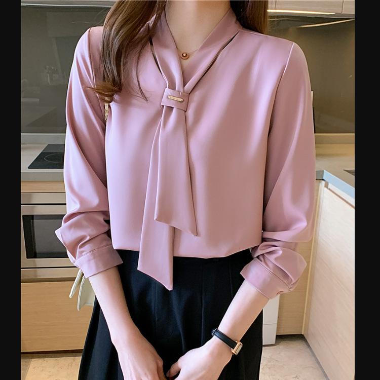 Ladies' Shirt White Shirt Female Design Sense Niche Blouse Professional OL Long-sleeved Temperament Chiffon Shirt Temperament Elegant Fashion Top