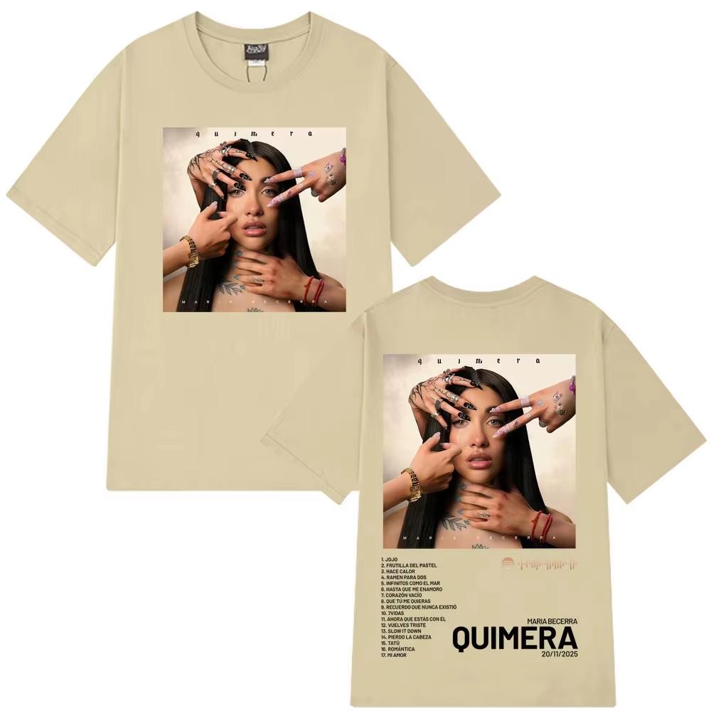 Singer Maria Becerra Remera Quimera Album Tshirts Mens Women Aesthetic Tshirts Shortsleeved Casual pure Cotton Streetwear