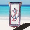 Пляжное полотенце с принтом морского якоря, полотенце с геометрической полосатой каймой, быстросохнущее, впитывающее, без песка, для мужчин, женщин, летнего отпуска