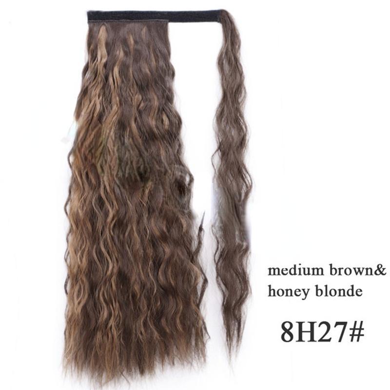 Кукуруза Волнистый длинный хвост Синтетический шиньон с запахом на заколке Наращивание волос Ombre Ponytail