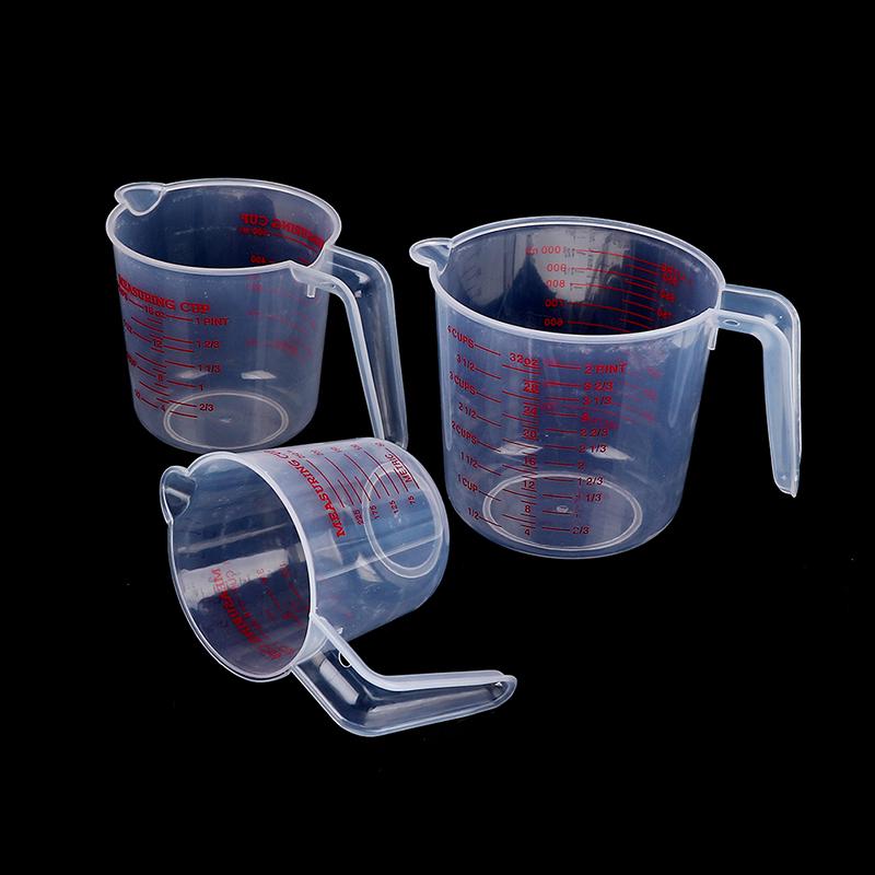 Plastic Clear Measuring Cup Mesure Dish 250/500/1000Ml Liquid Scale Plastic