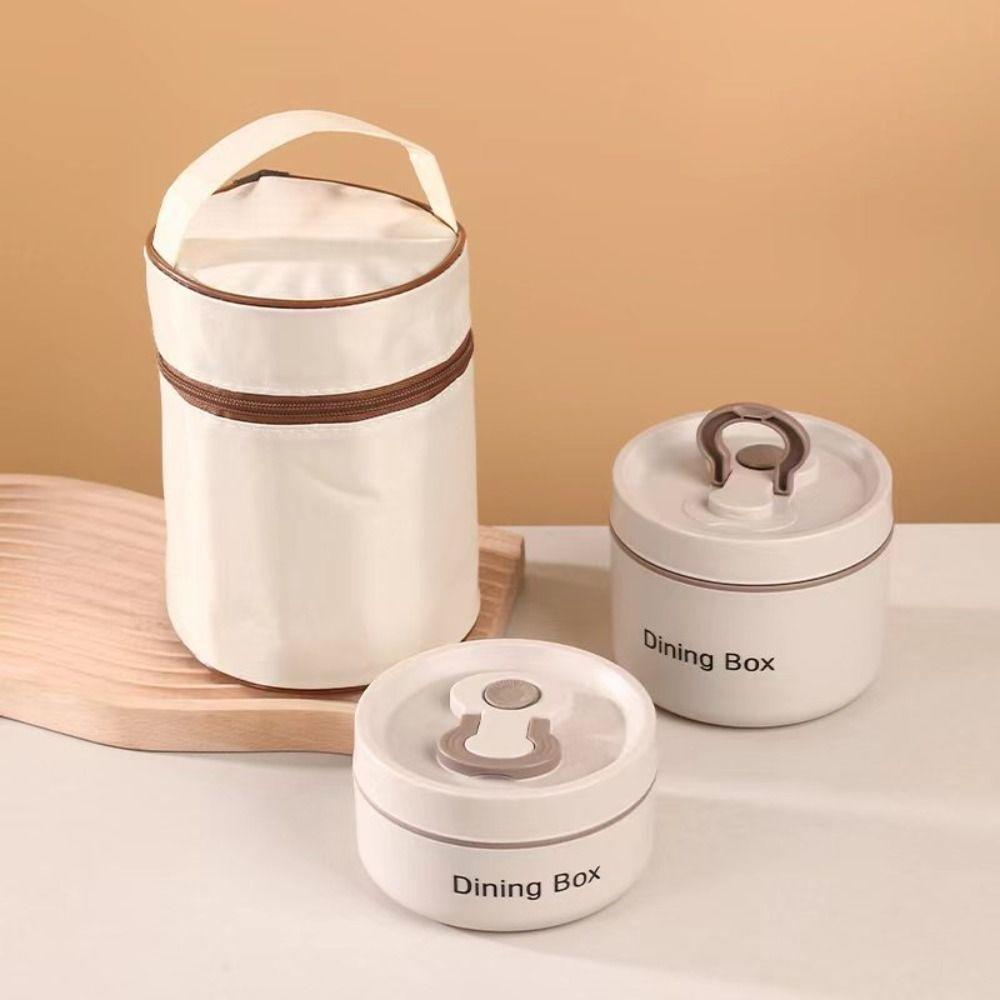 Stainless Steel Soup Bowl Round Dining Box Portable Insulated Food Container Dining Out