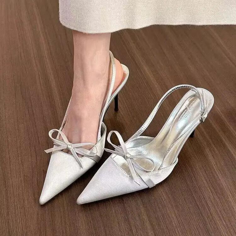 Woman Slingbacks High Heels Pumps Summer New Sexy Pointed Toe Thin High Heels Female Fashion Design Wedding Party Single Shoes