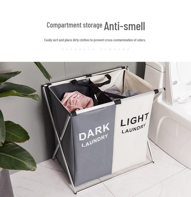 Foldable Waterproof Laundry Hamper with Handles - Oxford Cloth and Aluminum Frame